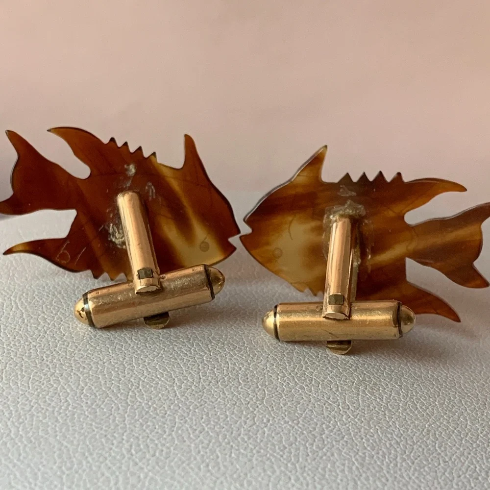 Antique 12k GF Tortoise  Cufflinks numbered